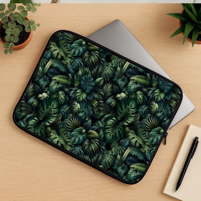 Tropical Monstera Botanical Green Jungle  Laptop Sleeve (Laptop Pouch or Sleeve)