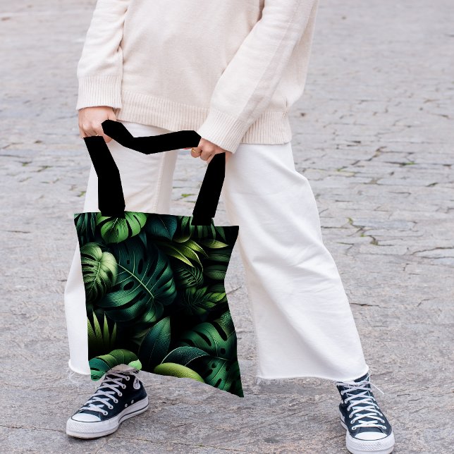 Tropical Monstera Botanical Green Jungle  Tote Bag (Tote Bag)