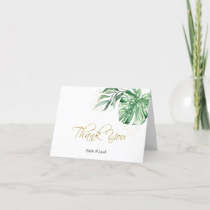Tropical Monstera Botanicals & Gold Letterpress Thank You Card