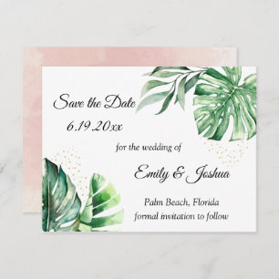 Tropical Monstera Botanicals & Gold Save The Date