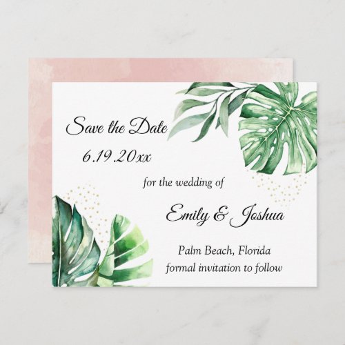 Tropical Monstera Botanicals  Gold   Save The Date