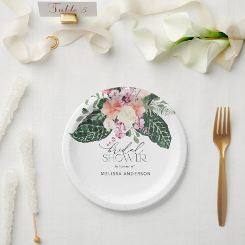 Tropical Monstera Bridal Shower Paper Plate