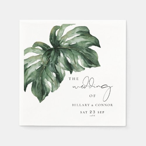 Tropical Monstera elegant wedding Napkins