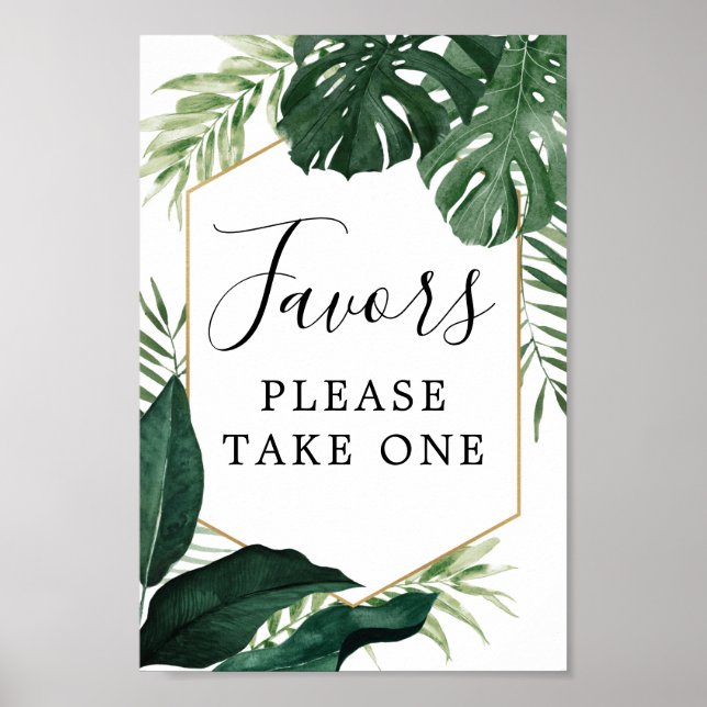 Tropical Monstera Favors Sign (Front)