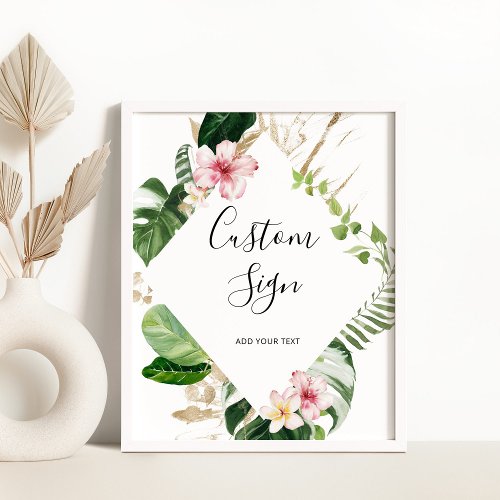 Tropical monstera floral Custom Poster