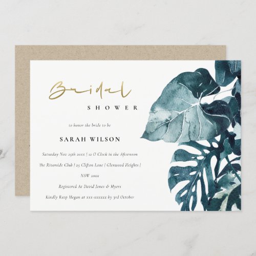 Tropical Monstera Foliage Bridal Shower Invite