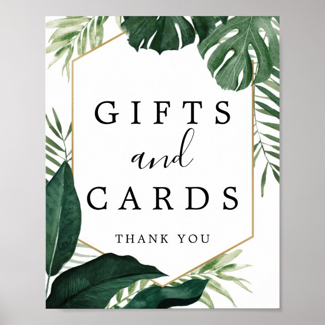 Tropical Monstera Gifts and Cards Sign (Front)