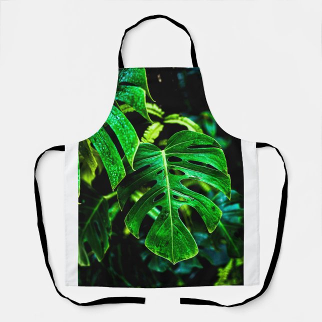 Tropical Monstera Glow – Jungle Leaf Photography Apron (Front)