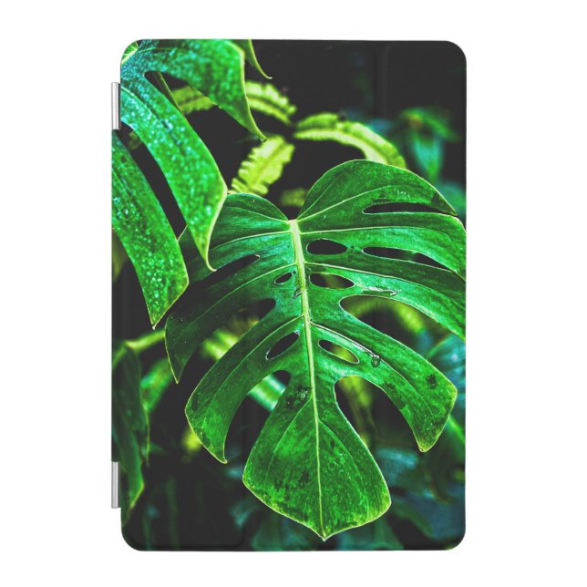 Tropical Monstera Glow – Jungle Leaf Photography iPad Mini Cover (Front)