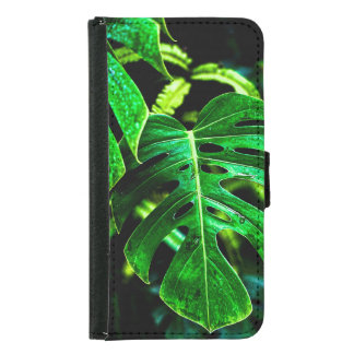 Tropical Monstera Glow – Jungle Leaf Photography Samsung Galaxy S5 Wallet Case