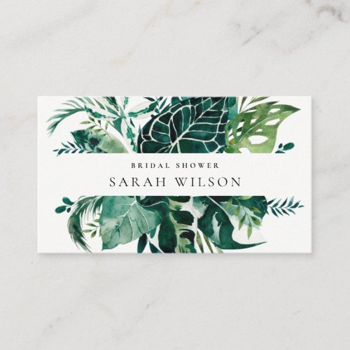 Tropical Monstera Green Fauna Leafy Bridal Shower  Place Card