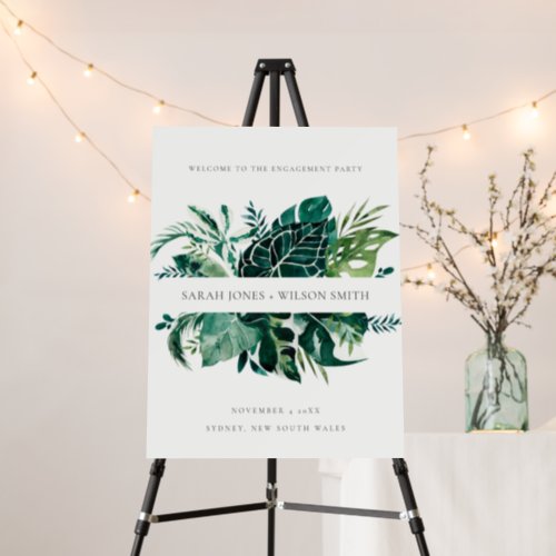 Tropical Monstera Green Foliage Engagement Welcome Foam Board