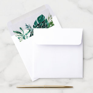 Tropical Monstera Green Foliage Leafy Wedding Env Envelope Liner