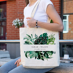 Tropical Monstera Green Foliage Leafy Wedding Tote Bag