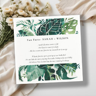 Tropical Monstera Green Foliage Wedding Fun Facts Napkins