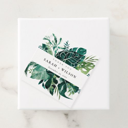 Tropical Monstera Green Foliage Wedding Thank You  Favor Tags