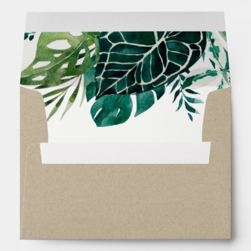 Tropical Monstera Green Kraft Foliage Wedding Enve Envelope