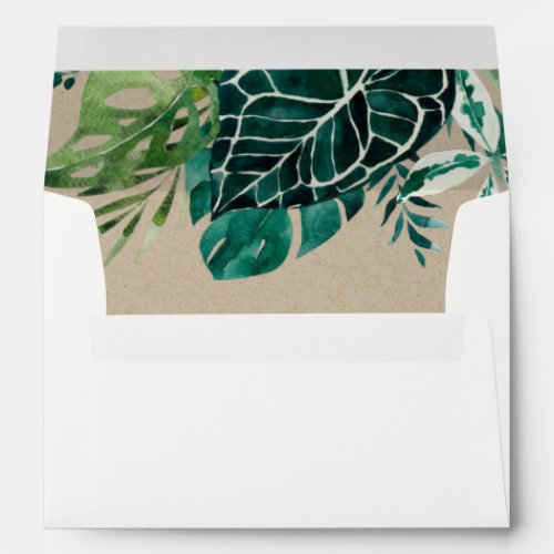 Tropical Monstera Green Kraft Foliage Wedding Enve Envelope