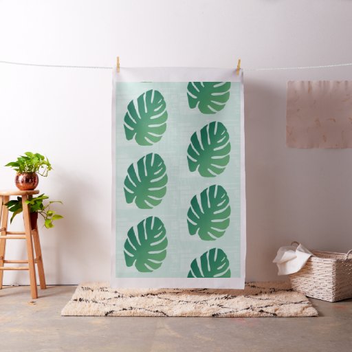 Tropical Monstera Green Leaf Pattern Fabric