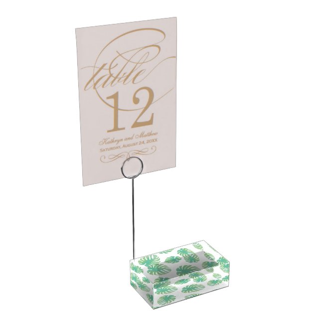 Tropical Monstera Green Leaves Place Card Holder (Corner)