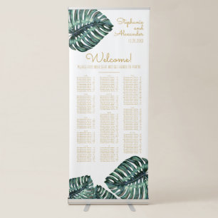 Tropical Monstera Guest Seating Assignment Chart Retractable Banner