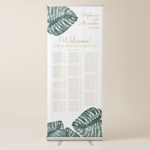 Tropical Monstera Guest Seating Assignment Chart Retractable Banner