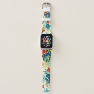 Tropical Monstera Hibiscus Summer Pattern Apple Watch Band