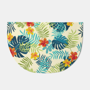 Tropical Monstera Hibiscus Summer Pattern Doormat