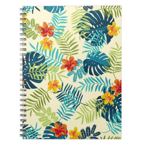 Tropical Monstera Hibiscus Summer Pattern Notebook