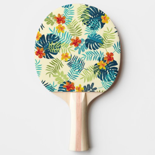 Tropical Monstera Hibiscus Summer Pattern Ping Pong Paddle