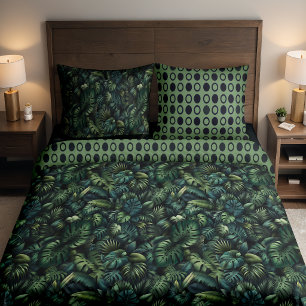 Tropical Monstera Jungle Botanical Reversible Pillow Case