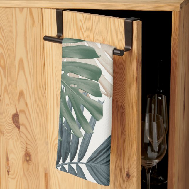 Tropical Monstera Jungle Leaves 3 Kitchen Towel (Thirds Fold)