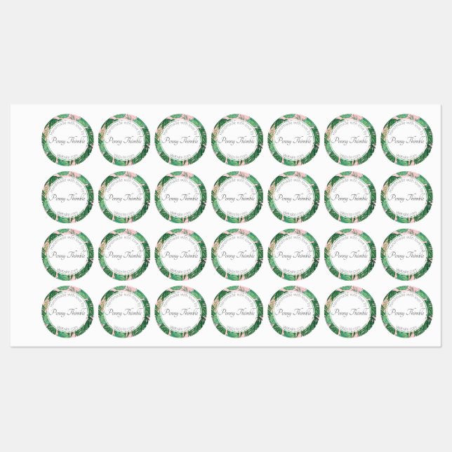 Tropical Monstera Jungle Palm pattern Labels (Sheet)