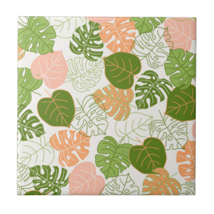 Tropical Monstera Leaf Ceramic Tile