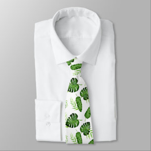 Tropical Monstera Leaf Green Botanical Neck Tie