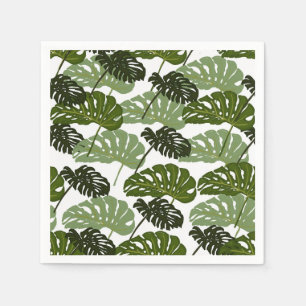 Tropical Monstera Leaf Green Napkins