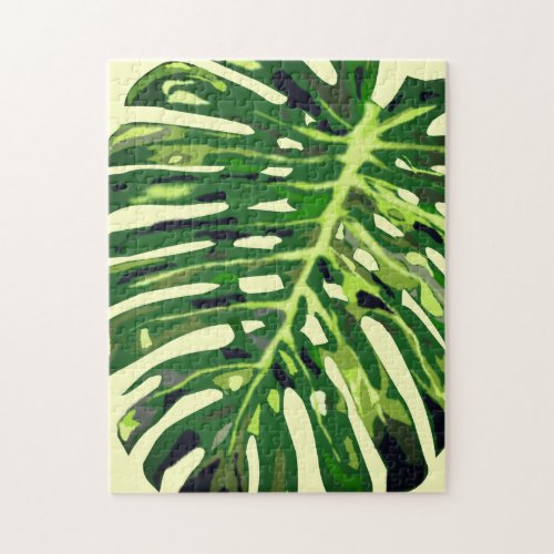 Tropical Monstera Leaf _ Green Nature Jigsaw Puzzle