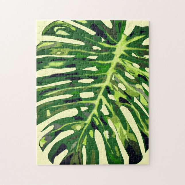 Tropical Monstera Leaf - Green Nature Jigsaw Puzzle (Vertical)