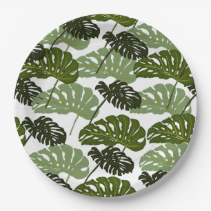 Tropical Monstera Leaf Green  Paper Plates