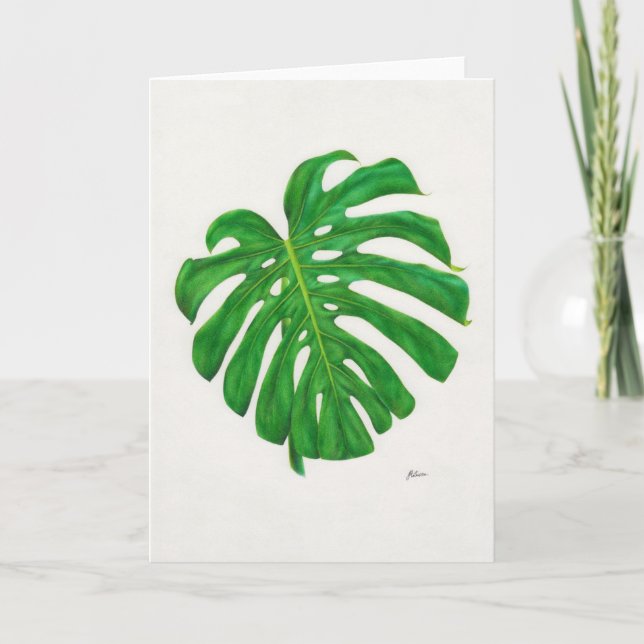 Tropical Monstera Leaf Greeting Cards (Front)