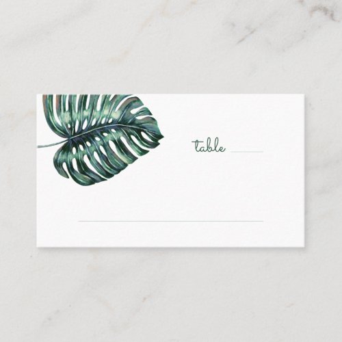 Tropical Monstera Leaf Hashtag Info Flat Place Card