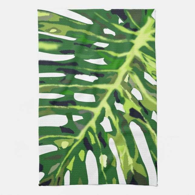 Tropical Monstera Leaf - Kitchen Towel (Vertical)