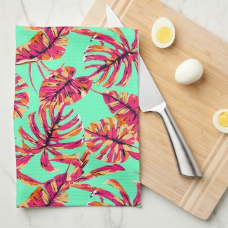 Tropical Monstera Leaf Kitchen Towel