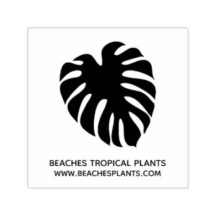 Tropical Monstera Leaf Logo Business Name Branding Self-inking Stamp