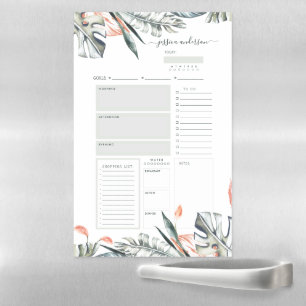 Tropical Monstera Leaf Meal Planner Personalized Magnetic Dry Erase Sheet