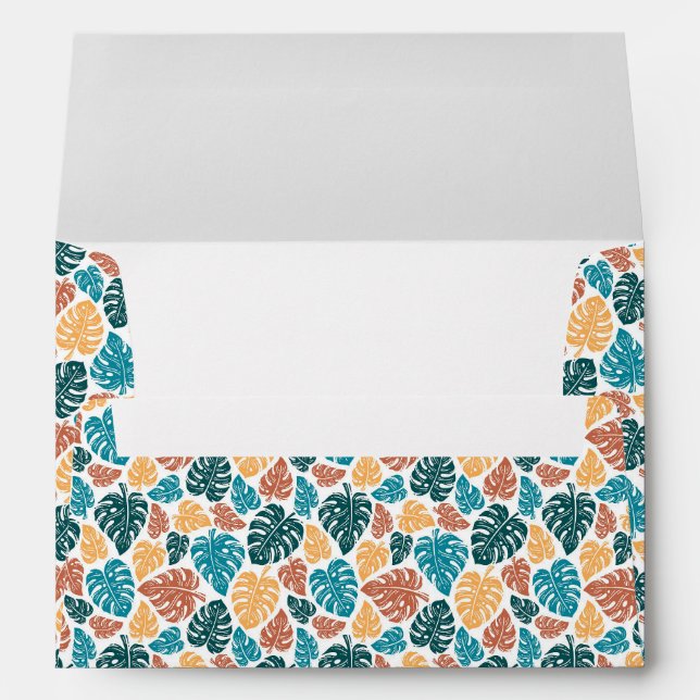 Tropical Monstera Leaf Pattern – Colorful Nature P Envelope (Back (Bottom))
