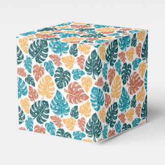 Tropical Monstera Leaf Pattern – Colorful Nature P Favor Boxes