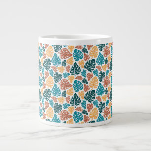 Tropical Monstera Leaf Pattern – Colorful Nature P Giant Coffee Mug