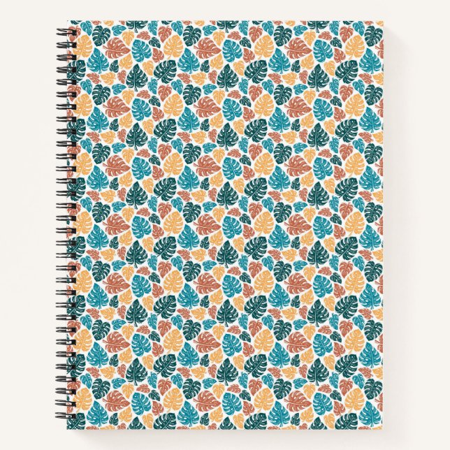 Tropical Monstera Leaf Pattern – Colorful Nature P Notebook (Front)