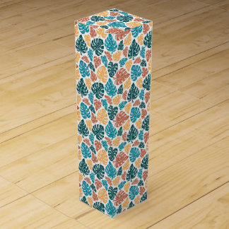 Tropical Monstera Leaf Pattern – Colorful Nature P Wine Box
